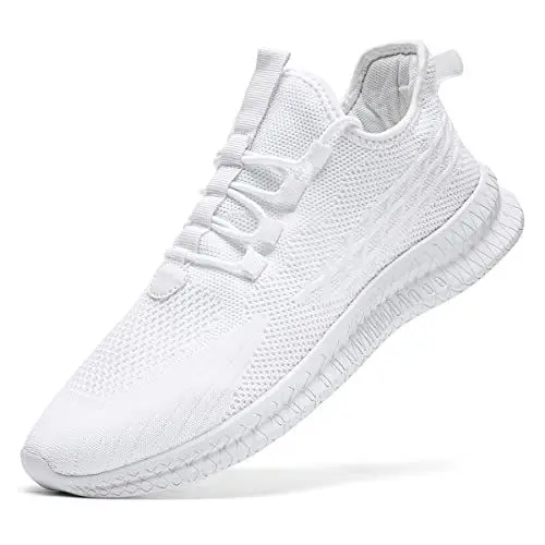 Produktbild: Linenghs Damen Sneakers Sport Running Walking Schuhe Laufschuhe Turnschuhe Freizeitschuhe Outdoor Licht Komfortabel Schuhe Atmungsaktiv Weich Weiß EU 39