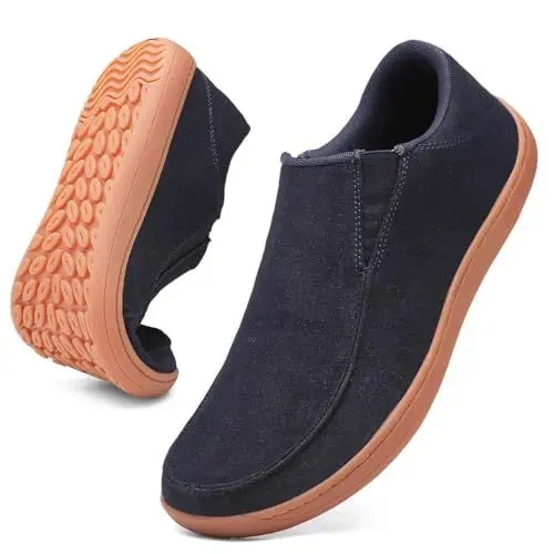 Produktbild: Linenghs Herren Walkingschuhe Breite Barfußschuhe Zehen-Loafer Fitnessschuhe Trailrunning Sneaker Null Tropfen Lässige Sportschuhe Bequeme Leichte und Outdoor Laufschuhe Dunkelblau EU 44
