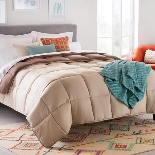 Produktbild: Linenspa 4 Jahreszeiten Bettdecke aus Microfaser – Ganzjahresdecke – Ultraweich – Steppdecke 135x200 cm, Beige / Braun