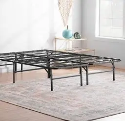 Produktbild: Linenspa Metallbett mit Lattenrost – Klappbett – 33 cm Stauraum unter Bettgestell – Montage in 5 Minuten – Bett 140x200 cm, Schwarz