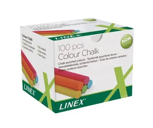 Produktbild: Linex CCCHC100 Tafel-Kreide, rund, 80x10 mm (HxB), staubfrei, bunt, 100 Stück