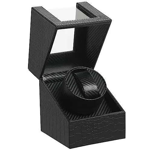 Produktbild: Automatische Uhrenbeweger Box,luxuriöser Single Uhrenbeweger,Uhrengehäuse mit leisem Mabuchi Motor,Batteriebetrieb oder Netzteil PU Leder (Muster der Krokodile)