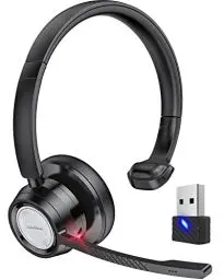Produktbild: Link Dream Bluetooth Headset mit Mikrofon & USB Dongle - Wireless mit Geräuschunterdrückung & 20 Stunden-Sprechzeit, Mic Mute EIN Standard für Call-Center, Zoom, Teams, Skype und vieles mehr