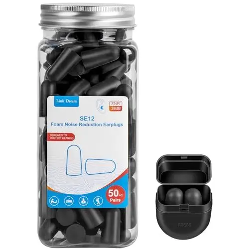 Produktbild: Link Dream Ohrstöpsel zum Schlafen, Schlafen Ohrstöpsel 51 Paare mit 38dB SNR, Ohrenstöpsel für die Nacht mit Einem Kleinen Reiseetui - Einheitsgröße, weiche Ohrstöpsel zum Schlafen, Laute Geräusche