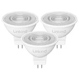 Produktbild: Linkind 12V LED Spot 35W GU5.3 Lampen, 3,4W (ersetzt 35W) Warmweiß 2700K, 360lm/ 36°Strahlwinkel Niedervolt MR16 LED Reflektorlampen, nicht dimmbar, 3 Stück