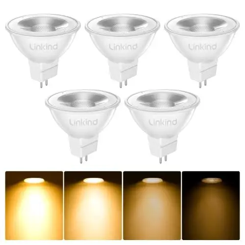 Produktbild: Linkind Dimmbar GU5.3 LED Lampe 5.5W, entspricht 50 Watt, 2700K Warmweiß 12 Volt AC/DC MR16 LED Reflektor GU5.3 Spot, 36° Abstrahlwinkel 465Lm LED Leuchtmittel MR16 Birne, 5 Stück