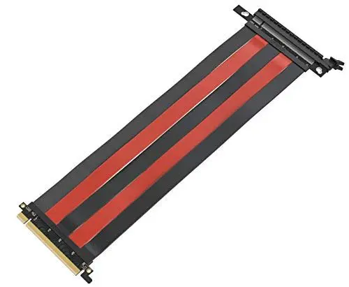 Produktbild: LINKUP - {30cm) 16x Riser Kabel Super Abgeschirmt Schnelle Geschwindigkeit PCI Express Steigleitung Kabel Portverlängerungs-Platte 2020 Rev | Gerade Buchse – TT kompatibel - Rot Schwarz