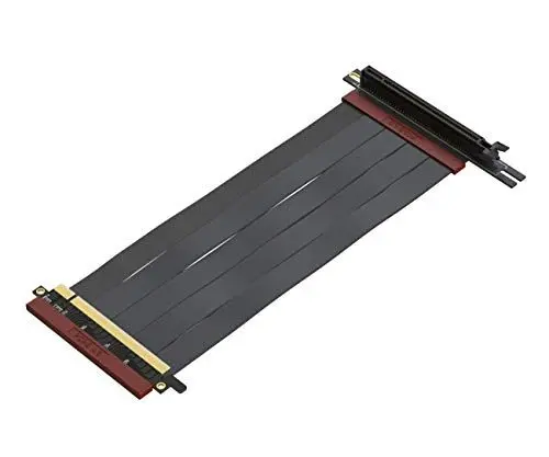 Produktbild: LINKUP - Ultra PCIe 4.0 X16 Riser-Kabel (RTX4090 RX6950XT x570 Z690 Getestet) Abgeschirmter Gaming PCI Express Gen4 Reverse PCIE-Anschluss mit 270-Grad-Sockel (24cm) NZXT H1-kompatibel ohne Schraube
