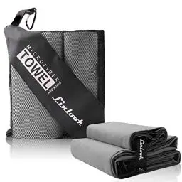 Produktbild: Linlook Microfaser Handtücher 2 Stück (160x80cm Groß Badetuch + 80x40cm Klein Handtuch) Sporthandtuch Fitness Handtuch Reisehandtuch Strandhandtuch für Sport Travel Yoga Camping Beach Gym XL