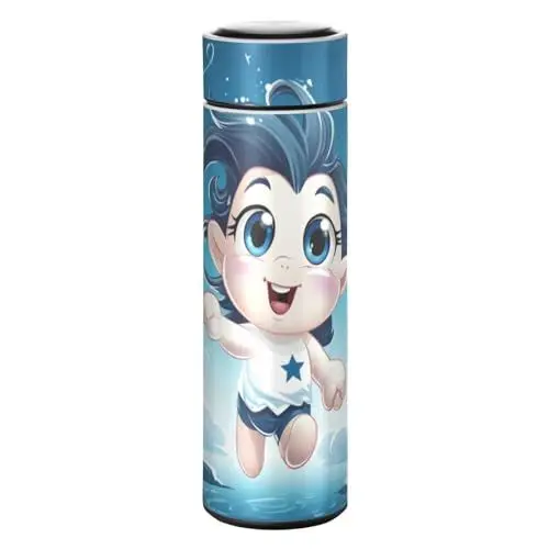 Produktbild: LINNIKEEEE Cartoon Süßes Einhorn Thermosflasche aus Edelstahl - Auslaufsicher Wasserflasche Wasserkanne für Jungen Mädchen