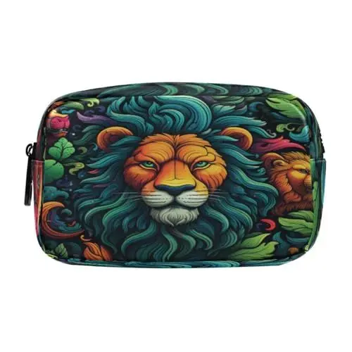 Produktbild: LINNIKEEEE Coole Cartoon Löwen Federmäppchen, Kosmetiktasche,Make-Up-Tasche,Studenten-Stiftetui für Mädchen Jungen