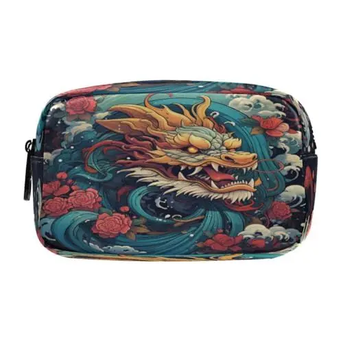 Produktbild: LINNIKEEEE Cooler Chinesischer Drache Federmäppchen, Kosmetiktasche,Make-Up-Tasche,Studenten-Stiftetui für Mädchen Jungen