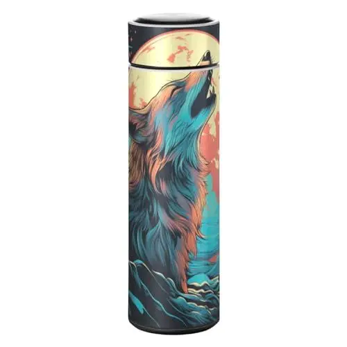 Produktbild: LINNIKEEEE Cooler Fuchs Heult Thermosflasche aus Edelstahl - Auslaufsicher Wasserflasche Wasserkanne für Jungen Mädchen