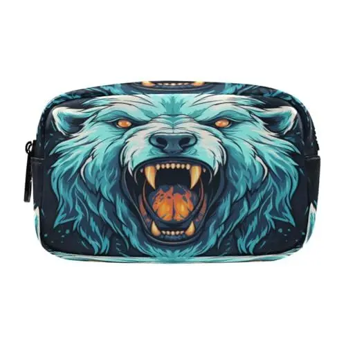 Produktbild: LINNIKEEEE Gefeuertes Tier Eisbär Federmäppchen, Kosmetiktasche,Make-Up-Tasche,Studenten-Stiftetui für Mädchen Jungen