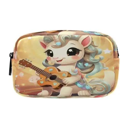 Produktbild: LINNIKEEEE Lustiges Cartoon Einhorn Federmäppchen, Kosmetiktasche,Make-Up-Tasche,Studenten-Stiftetui für Mädchen Jungen