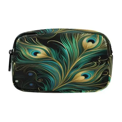 Produktbild: LINNIKEEEE Pfauenfedern Kunst Federmäppchen, Kosmetiktasche,Make-Up-Tasche,Studenten-Stiftetui für Mädchen Jungen