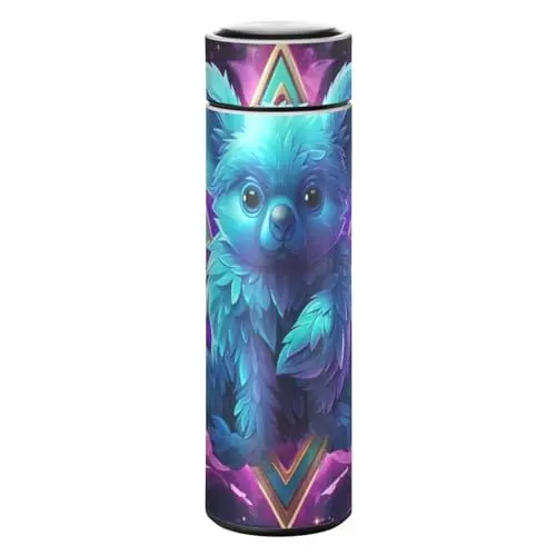 Produktbild: LINNIKEEEE Schicker Lila Heller Koala Thermosflasche aus Edelstahl - Auslaufsicher Wasserflasche Wasserkanne für Jungen Mädchen
