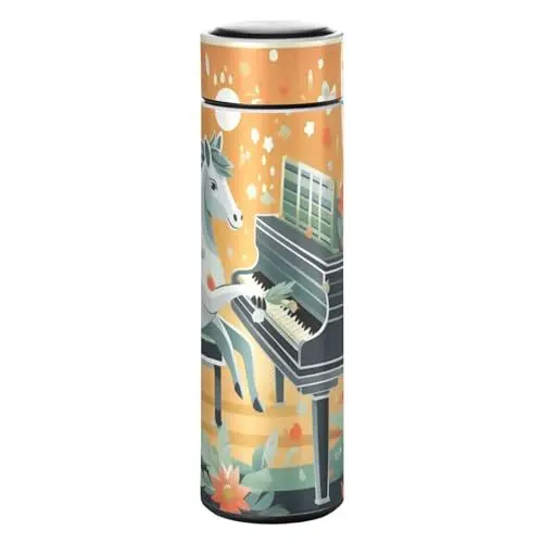 Produktbild: LINNIKEEEE Süßes Cartoon-Einhorn Thermosflasche aus Edelstahl - Auslaufsicher Wasserflasche Wasserkanne für Jungen Mädchen