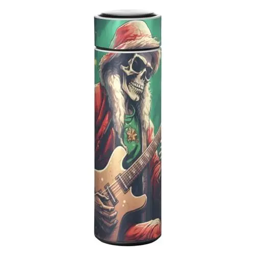Produktbild: LINNIKEEEE Weihnachtsschädelmusik Santa Thermosflasche aus Edelstahl - Auslaufsicher Wasserflasche Wasserkanne für Jungen Mädchen