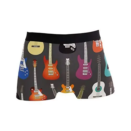 Produktbild: Linomo Herren Boxershorts Musical Instrumente Musik Gitarre Geige Unterhosen Männer Herren Unterwäsche für Männer