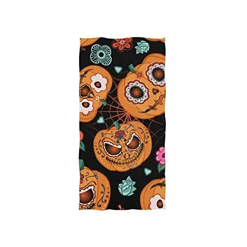Produktbild: linomo Handtuch Halloween Kürbis Blume Spinnennetz Handtuch Baumwolle Gesicht Towel Dish Geschirrtuch für Kinder Mädchen Jungen