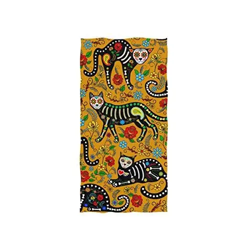 Produktbild: linomo Handtuch Halloween Zucker Schädel Katze Handtuch Baumwolle Gesicht Towel Dish Geschirrtuch für Kinder Mädchen Jungen