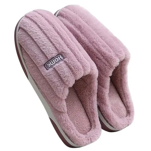 Produktbild: Schlappen Mädchen Damen-Badeschlappen Dicke Weiche Pantoffeln Winter Plüsch Hausschuhe Puschen Pink Pantoletten Kuschelig Damen Pantoffeln mit Fester Sohle Hausschuhe Damen Winter Lustig