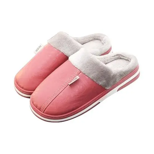 Produktbild: LinRim Damenschuhe 43 Stiefeletten Urlaubspantoffeln Hausschuhe Slipper für Frauen Flauschige Hausschuhe für drinnen und draußen Damen Schuhe Ballerina (Pink, 46)