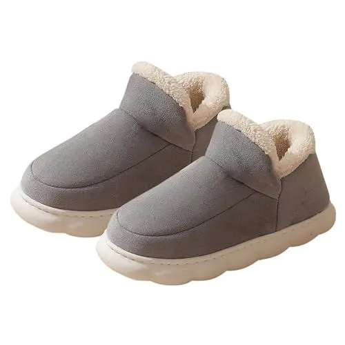 Produktbild: LinRim Herren Schuhe Rot-schwarz und Winter, für den Innen- und Außenbereich, modisch, einfarbig, bequem und warm, rutschfest Elegante Schuhe Herren Stoff (Grey, 44)