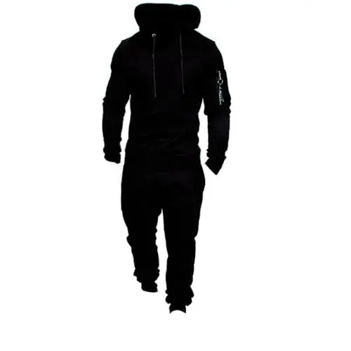 Produktbild: LinRim Herrenanzug Schwarz Two Breathable Suit Rolled Sleeve Shirt Pants Set Anzog (Black, L)