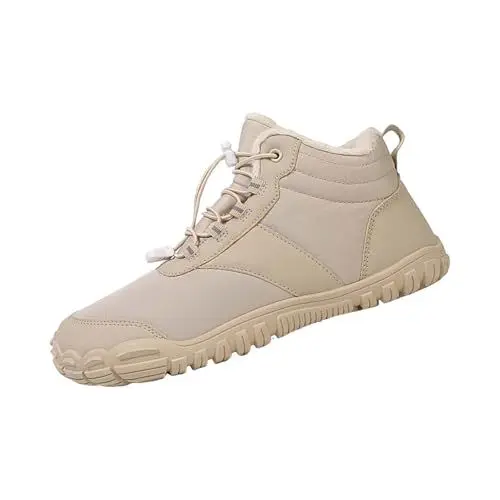 Produktbild: LinRim Lammfell Gefüttert Herren Watschuhe Atmungsaktiv Leichte rutschfeste Bequeme Schuhe Outdoor Schuhe Herren Wasserdicht (Beige, 39)
