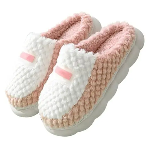 Produktbild: LinRim Schuhe Damen Elegant Mit Absatz Süße adrette Flauschige Hausschuhe Preppy Hausschuhe für drinnen und draußen Plüsch-Hausschuhe Schuhe Damen Gr. 39 (Pink, 37)