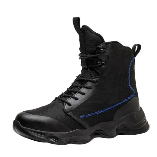 Produktbild: LinRim Schuhe Herren Rot Sneaker Anti- und Anti-Arbeitsschuhe mit hohen Spitzen und rutschfesten Arbeitsschuhen Outdoor Herren Wasserdicht Kälte (Black, 47)