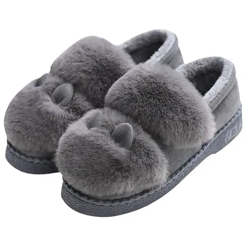 Produktbild: LinRim Silberne Schuhe Damen Außenbekleidung Baumwollpantoffeln Damen Winter Paket mit 2024 gepolsterte Baumwollschuhe Damen Wintermodelle Damen Schuhe Textil (Grey, 37)