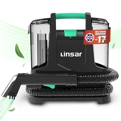 Produktbild: Linsar - Polsterreiniger Gerät - Sprühen, Schrubben und Saugen - Nass und Trockensauger für Treppen, Polster und Teppiche - Autositz Reiniger - 3,3m Kabel - 2 Aufsätze - 400 Watt