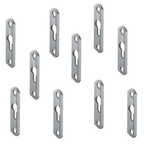 Produktbild: Linsenkopfbeschlag Metall Schrank-Aufhänger aus Stahl | 20 x 70 x 4,5 mm | Linsenkopfplatte versenkt einem mit Langloch | Einhängebeschlag zum Einlassen oder Schrauben | 10 Stück - Möbel-Aufhänger