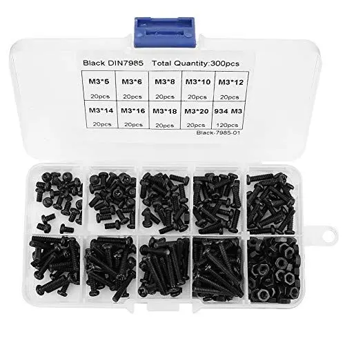 Produktbild: Linsenkopf-Kreuzantriebsschraube, Mechanischer Verschluss, Innensechskantschrauben, Schraubenbolzen, Muttern-Sortiment-Set mit M3-Muttern für das Heimbüro