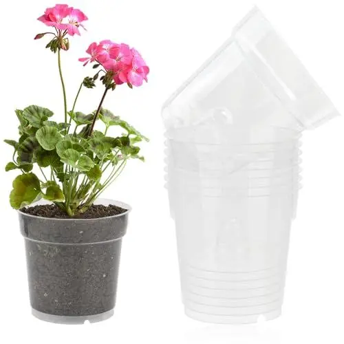 Produktbild: LINSOCLE 16 Stück Orchideentopf Transparent Kunststoff Pflanztöpfe, Orchideen Topf Mit Drainageloch Ideal für Orchideen, Sukkulenten, Kakteen