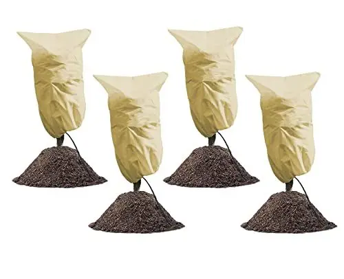 Produktbild: LINSOCLE 4 Stück Winterschutz für Pflanzen, Winterschutz für Kübelpflanzen, Winter Pflanzenschutzsack für Olivenbaum Palmen,100x80cm Frostschutz Schutzhaube, Atmungsaktiv - Reißfest