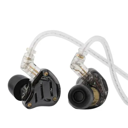 Produktbild: LINSOUL KZ ZS10 PRO 2 In Ear Monitor IEM, 1DD+4BA Hybrid-Ohrhörer mit Kabel, mit 4-Level Tuning Schalter, 3-Wege-Crossover-Gaming-Ohrhörer, versilbertes IEM Kabel (Ohne Mikrofon, Schwarz)