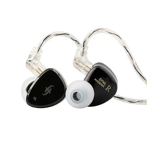 Produktbild: LINSOUL SIMGOT EM6L 1DD + 4BA Hybrid Driver In-Ear Monitor, Gaming Ohrhörer, HiFi IEM Kopfhörer mit 3D-gedrucktem Harzgehäuse, abnehmbarem OFC versilbertem Kabel (Black, SIMGOT EM6L)