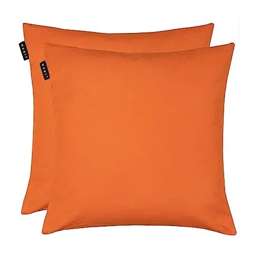 Produktbild: LINUM Annabell Elegant Kissenhülle 50x50 cm 2er-Pack, 100% Baumwolle, Maschinenwaschbar, Orange