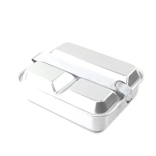 Produktbild: Camping Mess Kit, Edelstahl Outdoor Camping Quadratische Lunchbox Reise Militär Kochen Pfanne Box Kochgeschirr für Outdoor Camping