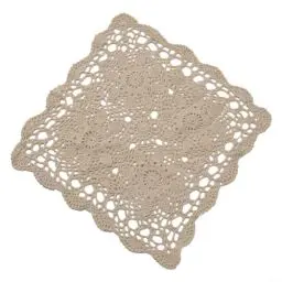 Produktbild: Countryside Vintage-Tischdecke, quadratisch, Vintage-Tischdecke, Deckchen, Baumwolle, Spitze, gehäkelt, Blumenmuster, Tischdecke für Zuhause, Hotel, Café (40 x 40 cm, Beige)