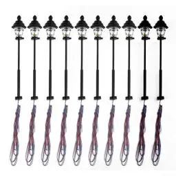 Produktbild: Lioaeust Modelleisenbahn Led Laternenpfahl, 10 Stück 1:160 3V LED Park Laternen Lampen, N Maßstab 1:160, warmweiße LED, LED Beleuchtung für Modelleisenbahn Bonsai Dekor (4.7cm)