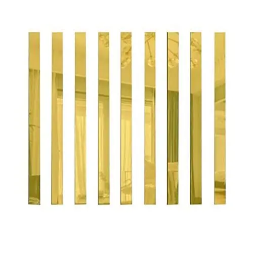 Produktbild: Lioaeust Spiegelfliesen, 10 Stück lange Streifen Acryl Spiegel Mosaik Wandaufkleber Reflektierende Effekt Wandspiegel Aufkleber Wohnzimmer Schlafzimmer Sofa Hintergrund Wände Dekor 5 × 50 cm (Gold)