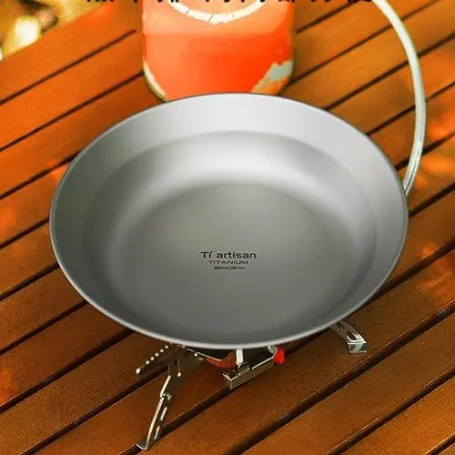 Produktbild: Lioaeust Titan-Teller, Camping-Titan-Geschirr, Teller, Schüssel, Outdoor-Geschirr, ultraleichtes Kochgeschirr für Outdoor-Camping, Picknick (850 ml)