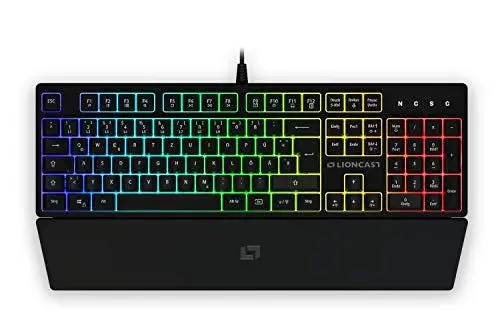 Produktbild: Lioncast® Gaming Tastatur LK100 (RGB, 16.8 Mio Farben) - Gamer Tastatur RGB 75% Prozent - PC Gaming Tastatur beleuchtet schwarz, Tastatur Gaming Low Profile Gamingtastatur (Inkl. Handballenauflage)