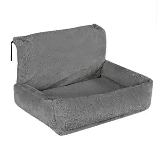 Produktbild: lionto Katzenheizungsliege mit kuscheligem Plüschbezug, warmes Katzenbett zum Einhängen mit Metallhaken für alle gängigen Heizungen, waschbare Katzenhängematte aus gemütlichem Material, dunkelgrau