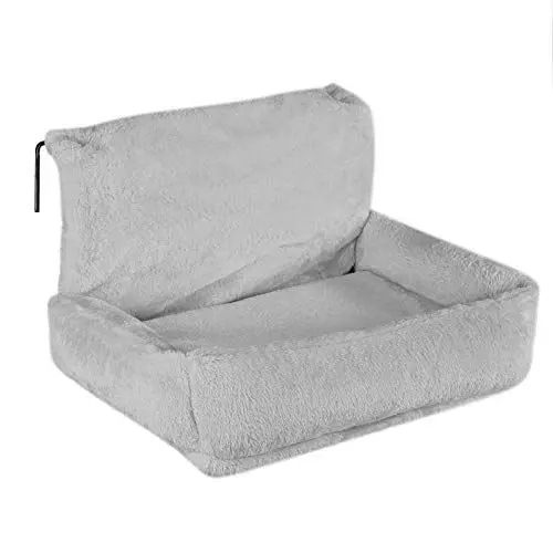 Produktbild: lionto Katzenheizungsliege mit kuscheligem Plüschbezug, warmes Katzenbett zum Einhängen mit Metallhaken für alle gängigen Heizungen, waschbare Katzenhängematte aus gemütlichem Material, hellgrau